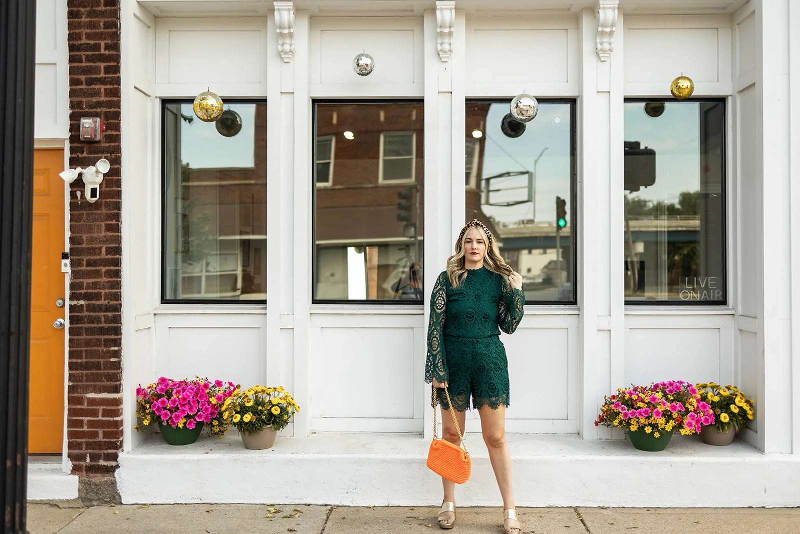 oriane lace top in forest green