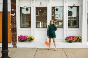 oriane lace top in forest green