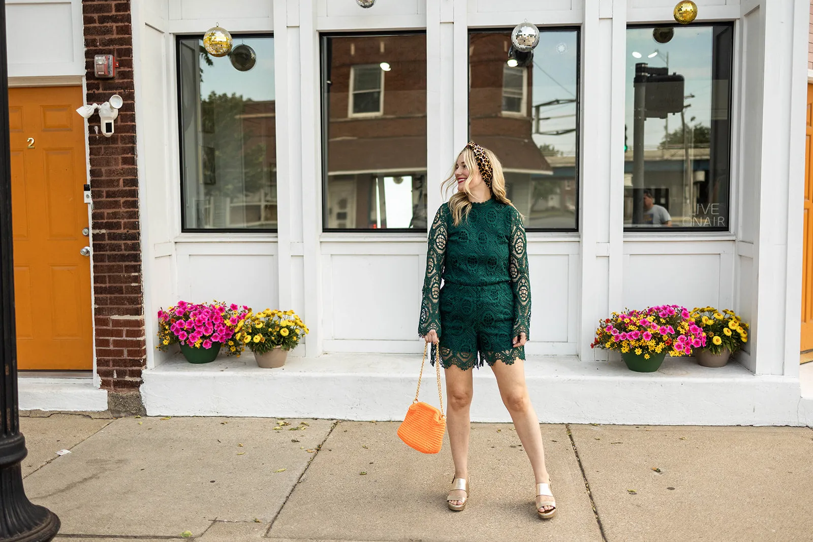 oriane lace top in forest green