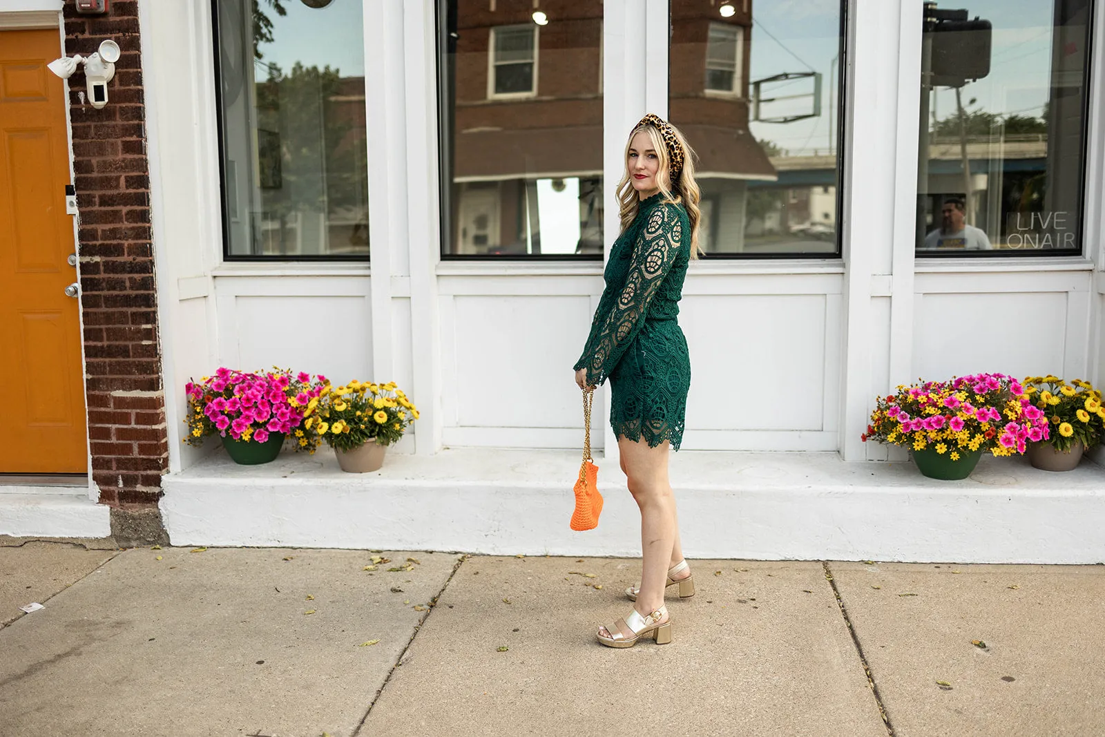 oriane lace top in forest green