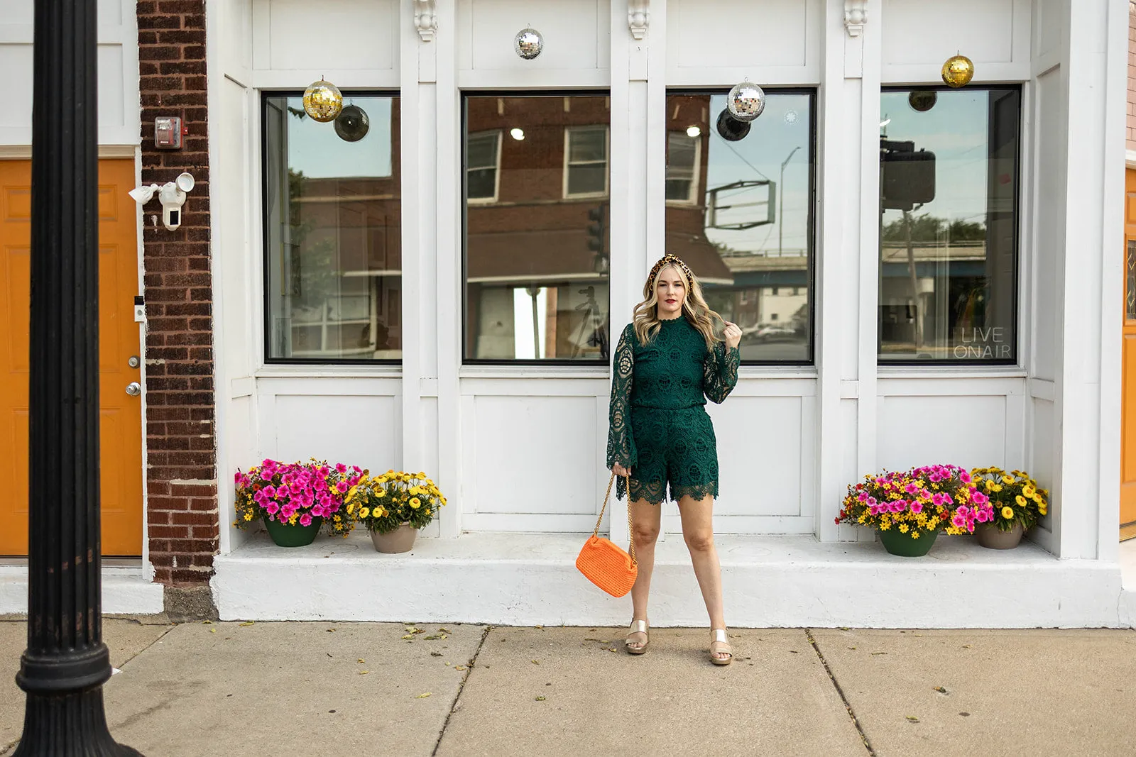 oriane lace top in forest green