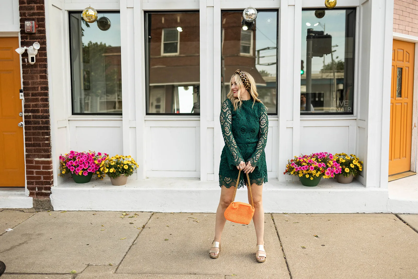 oriane lace top in forest green