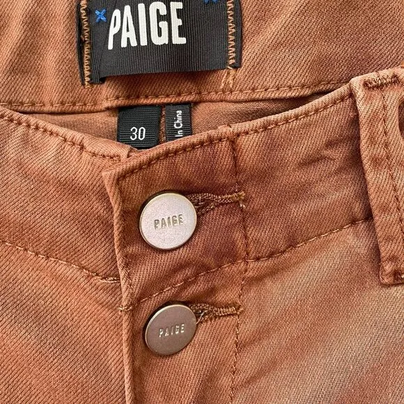 PAIGE Mayslie Pleated Cotton Twill Jeans NWOT in Vintage Mocha Womens 30 Joggers