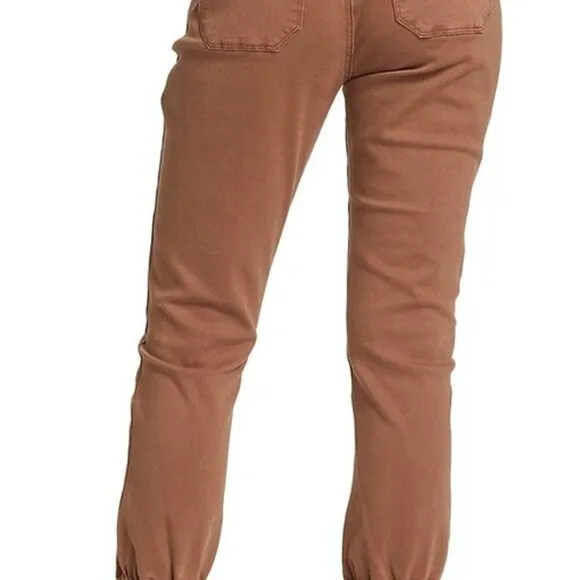 PAIGE Mayslie Pleated Cotton Twill Jeans NWOT in Vintage Mocha Womens 30 Joggers