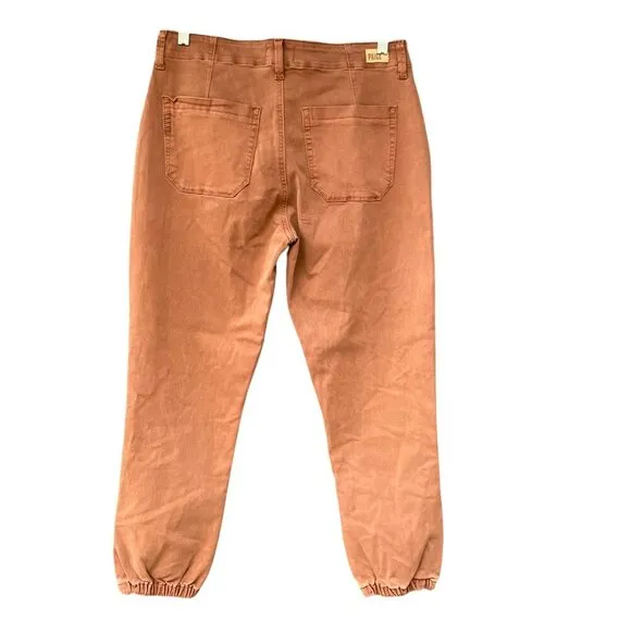 PAIGE Mayslie Pleated Cotton Twill Jeans NWOT in Vintage Mocha Womens 30 Joggers