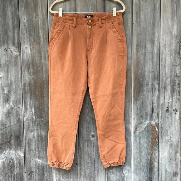 PAIGE Mayslie Pleated Cotton Twill Jeans NWOT in Vintage Mocha Womens 30 Joggers