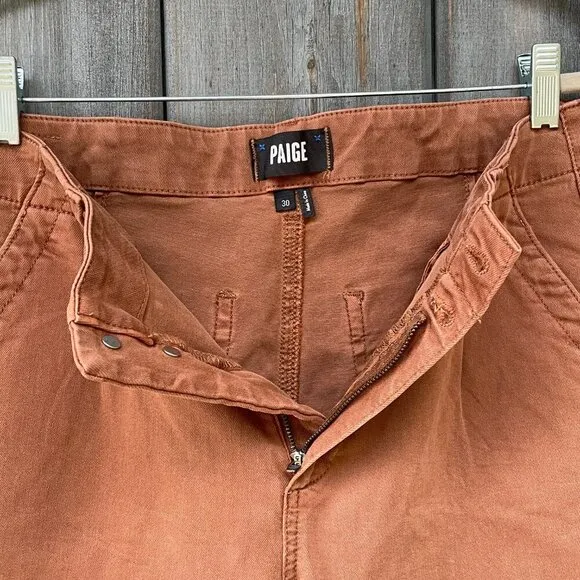 PAIGE Mayslie Pleated Cotton Twill Jeans NWOT in Vintage Mocha Womens 30 Joggers