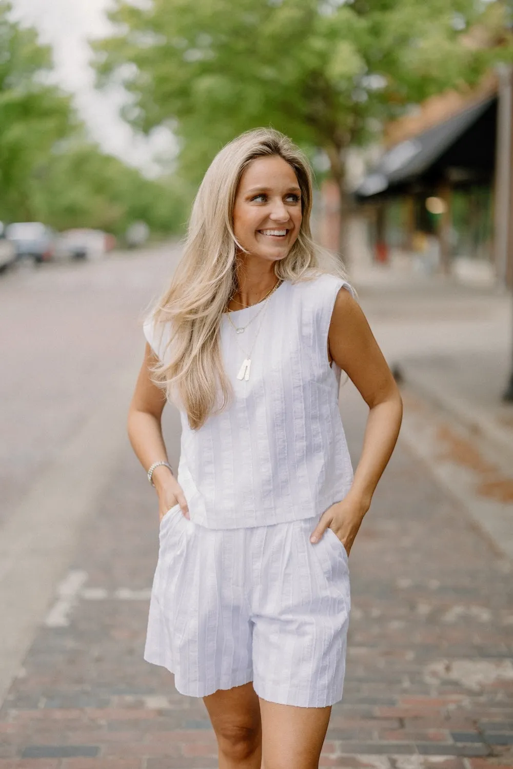 Paige Pleated Shorts in White