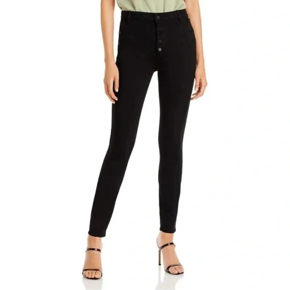 Paige Womens Emmie Black Ankle Button Fly Denim Skinny Jeans