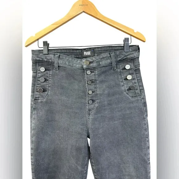 Paige Womens Emmie Black Ankle Button Fly Denim Skinny Jeans