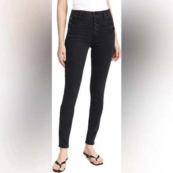 Paige Womens Emmie Black Ankle Button Fly Denim Skinny Jeans