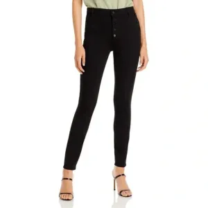 Paige Womens Emmie Black Ankle Button Fly Denim Skinny Jeans