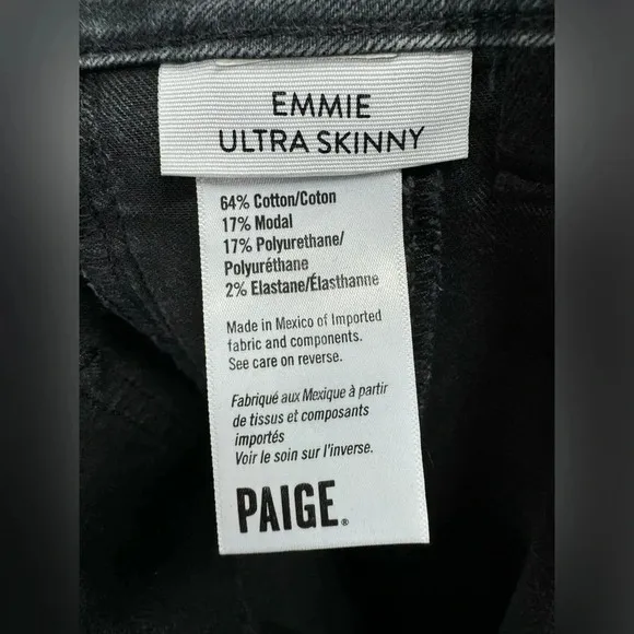 Paige Womens Emmie Black Ankle Button Fly Denim Skinny Jeans