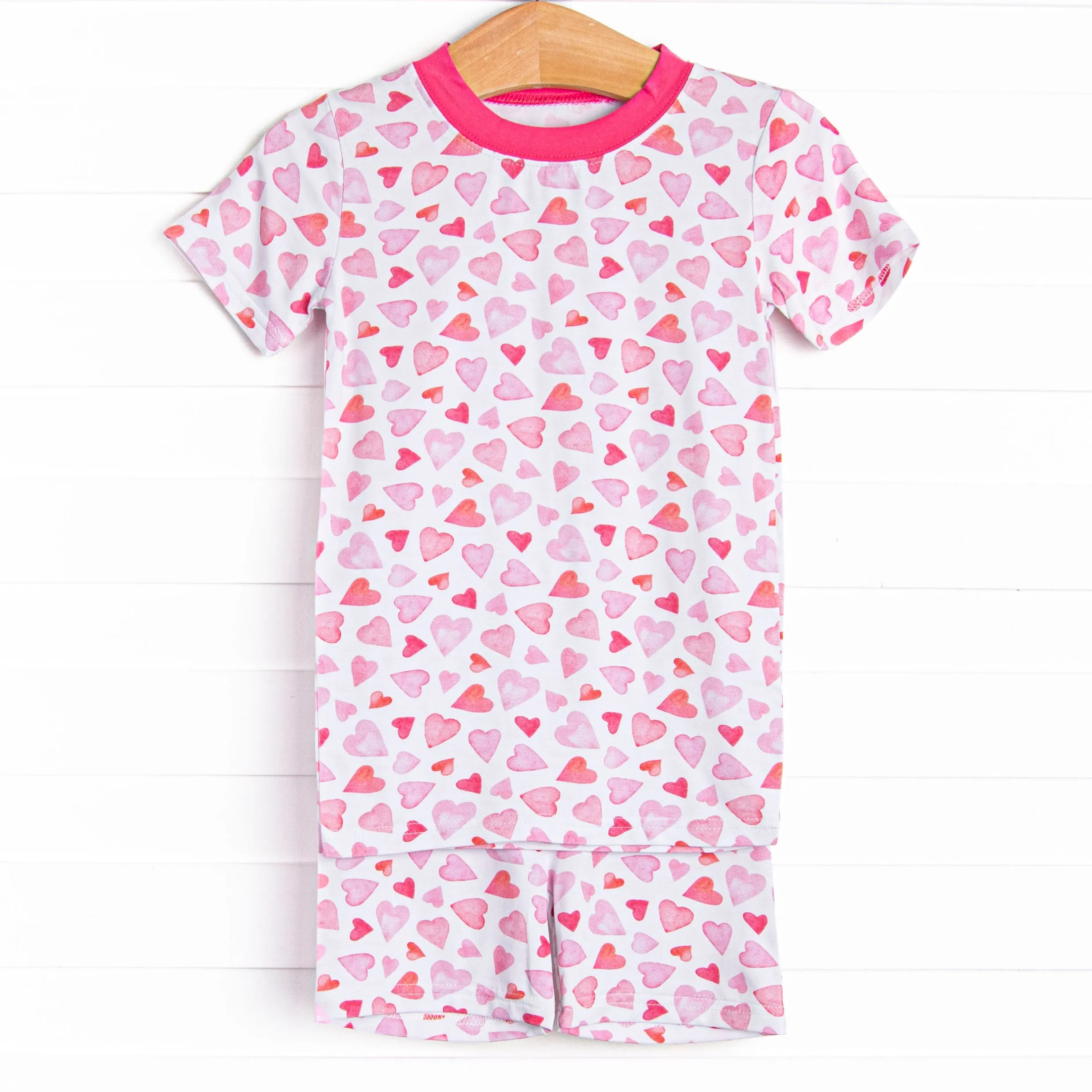 Paint My Love Bamboo Pajama Short Set, Pink
