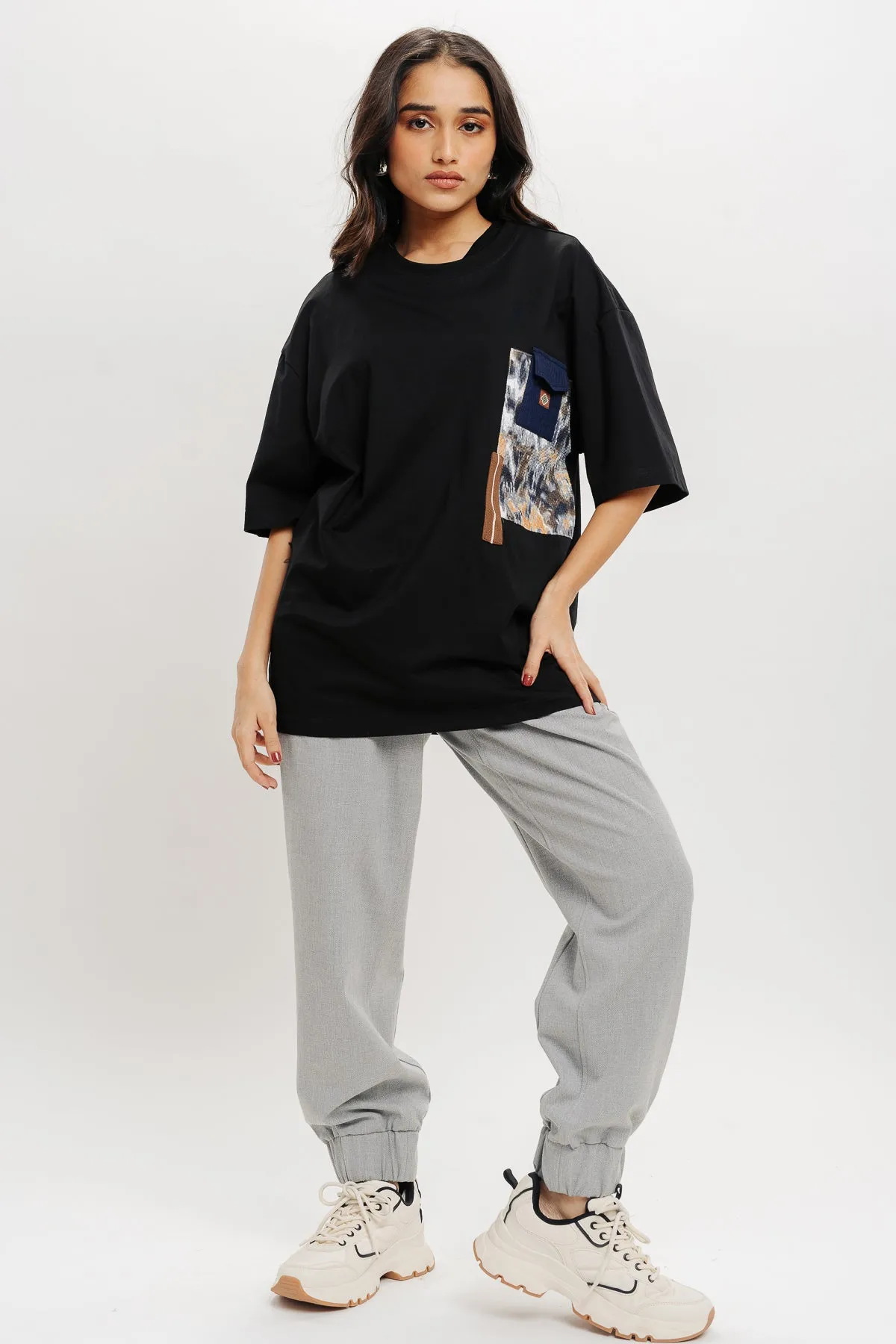 Patchwork Black T-Shirt