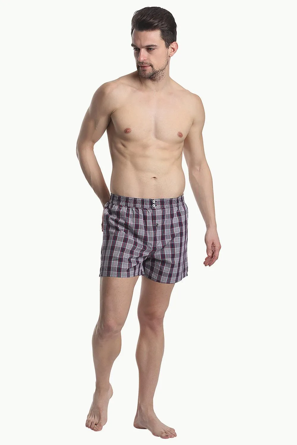 Patterned Boxers With Elastic Waistband And Buttons