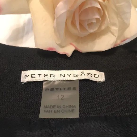 Peter Nyjard Black Embroidered Longline Coat Size 12