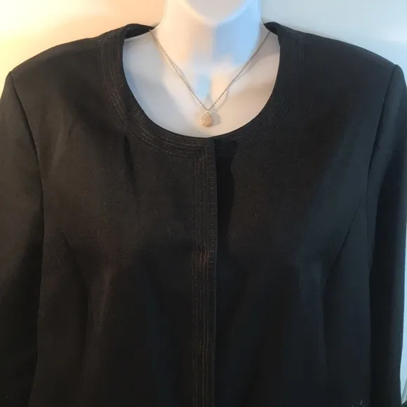 Peter Nyjard Black Embroidered Longline Coat Size 12
