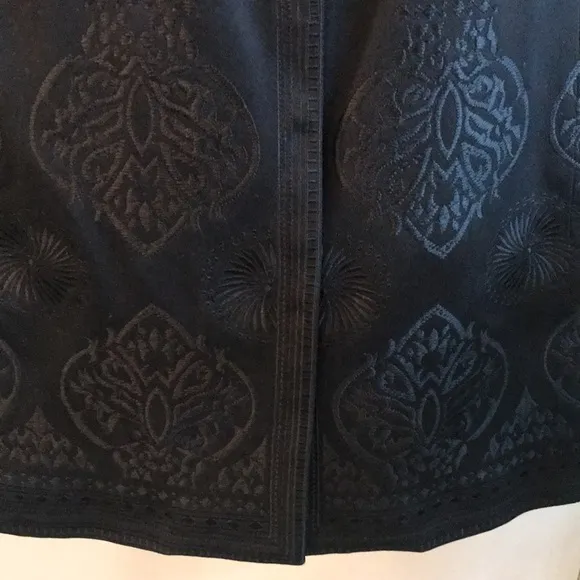 Peter Nyjard Black Embroidered Longline Coat Size 12