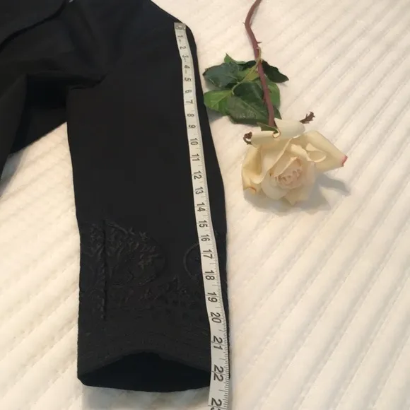 Peter Nyjard Black Embroidered Longline Coat Size 12