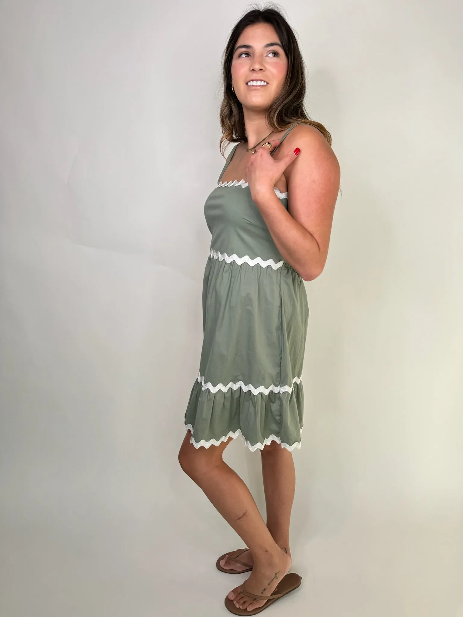 Phie Swirl Mini Dress Sage
