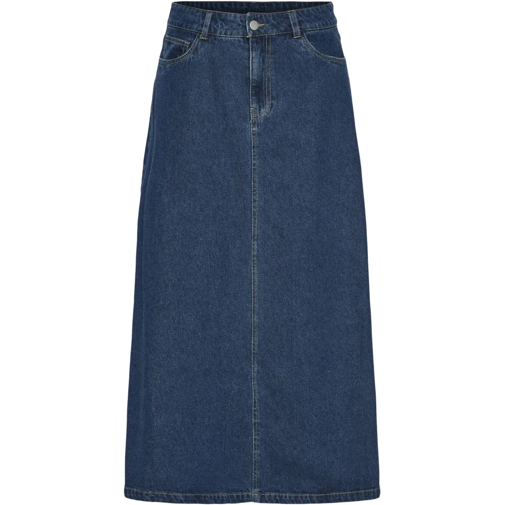 PIECES dame nederdel PCABBI - Medium blue denim