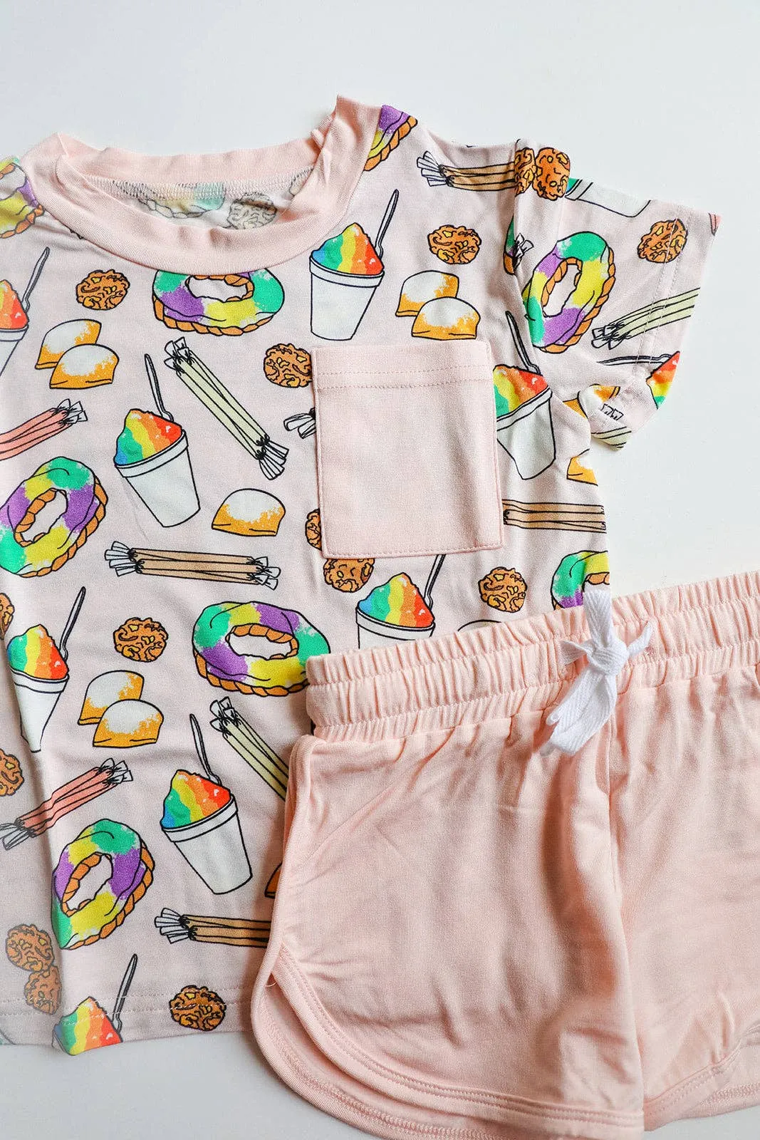 Pink Southern Sweets Bamboo Varsity Short Set