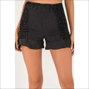 Polka Dot Smocked Ruffle Hem Shorts