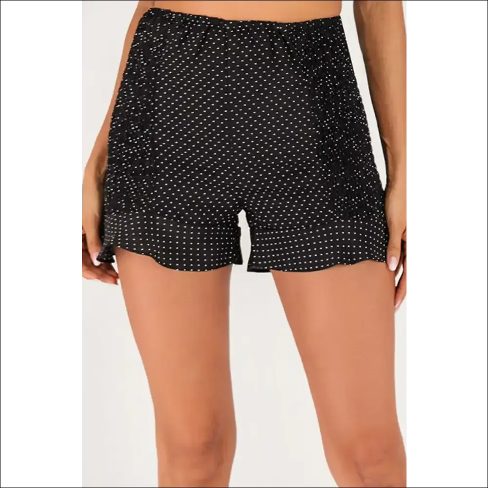 Polka Dot Smocked Ruffle Hem Shorts