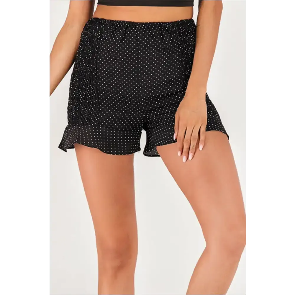 Polka Dot Smocked Ruffle Hem Shorts
