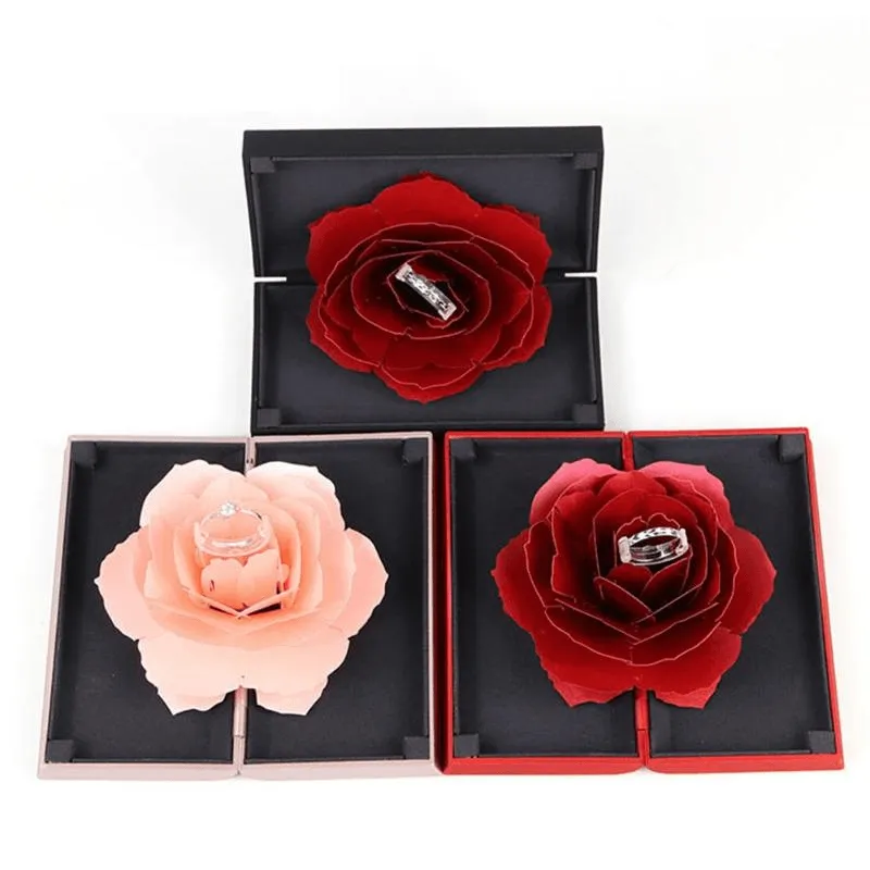 Pop-up Rose Ring Box – Elegant Proposal and Wedding Ring Holder