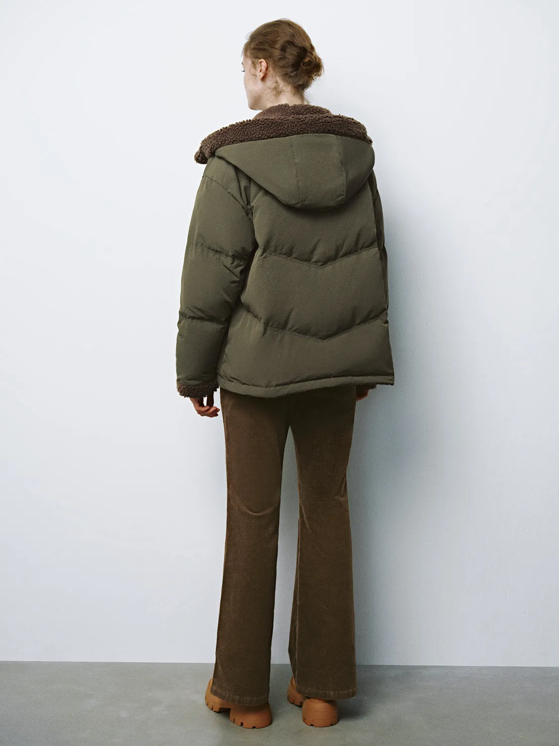 Quilted Down Puffer Shearling Jackets