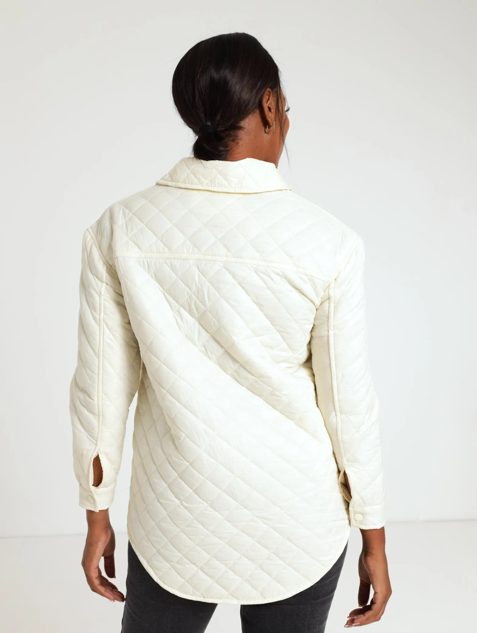 Quilted Shacket - Light Yellow