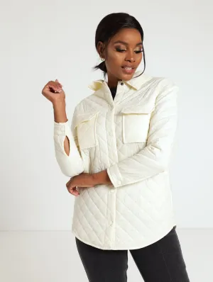 Quilted Shacket - Light Yellow