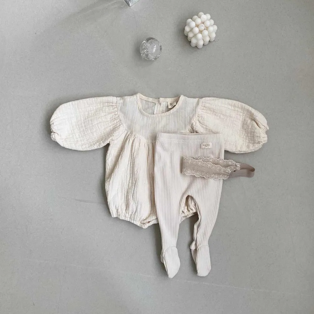 Quinn Baby girl Bubble Romper | Creme