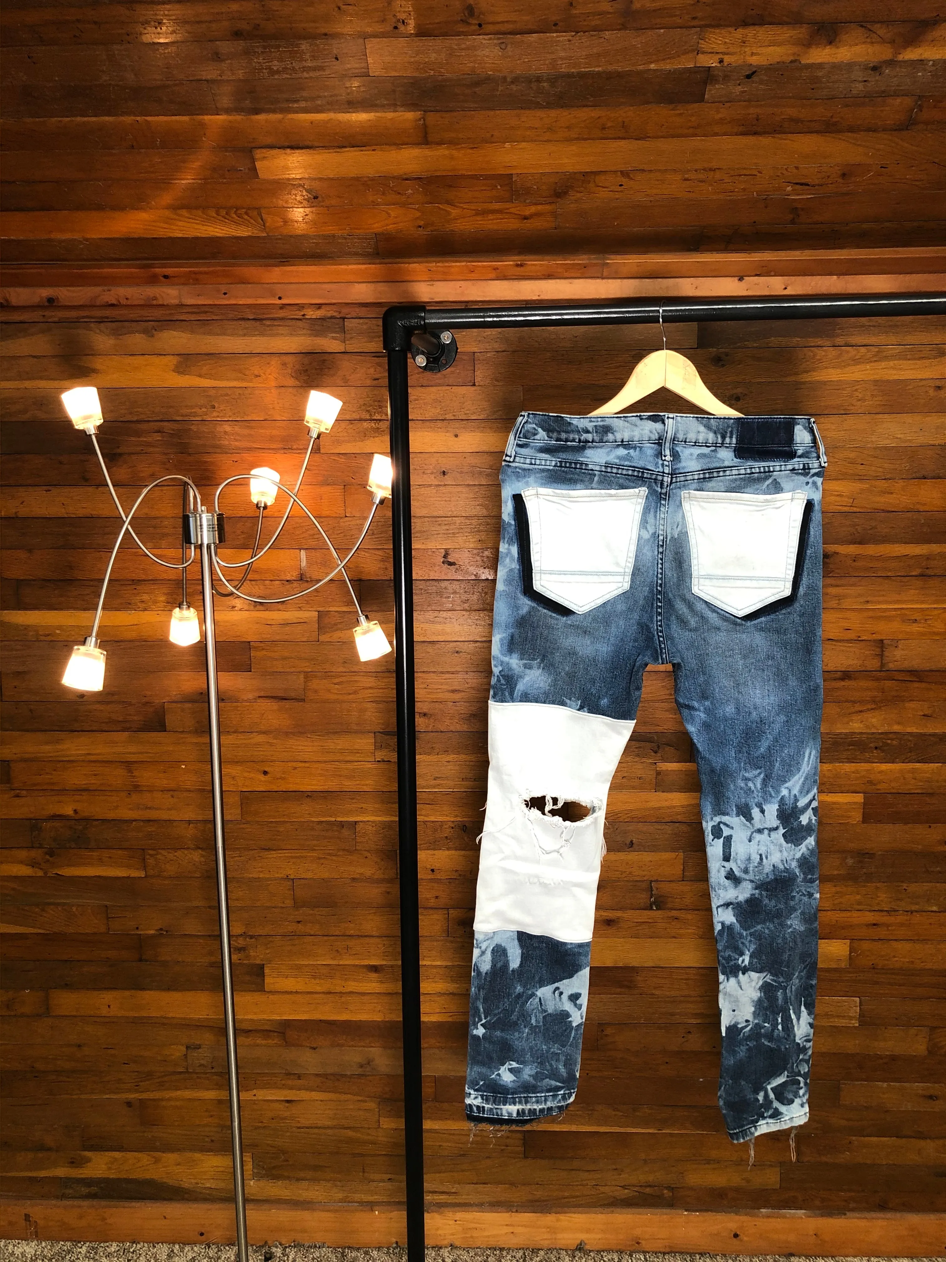 "1 of 1" Dyed & Distressed Patchwork Levi's (32x29)
