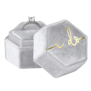"I Do" Blue Velvet Wedding Ring Box