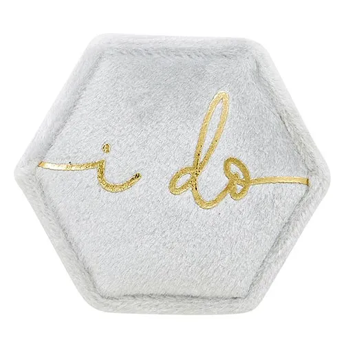 "I Do" Blue Velvet Wedding Ring Box