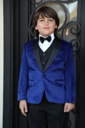 "Legend" Kids Indigo Velvet Tuxedo 5-Piece Set