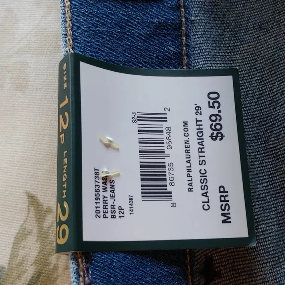 Ralph Lauren LRL Jeans Co Petite Women's Straight Blue Jeans 12P x 29
