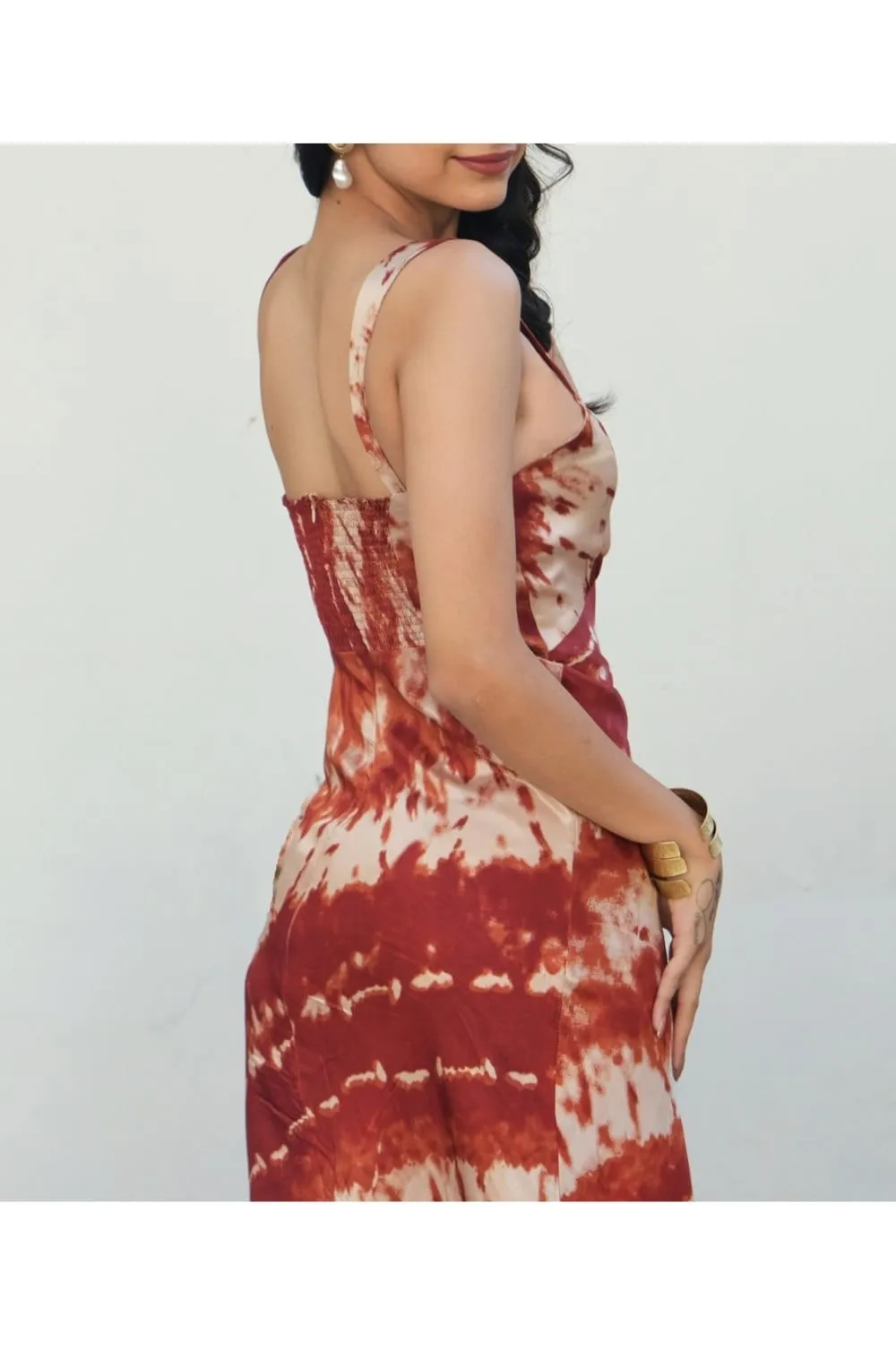 Red Tie-Dyed Strappy Dress