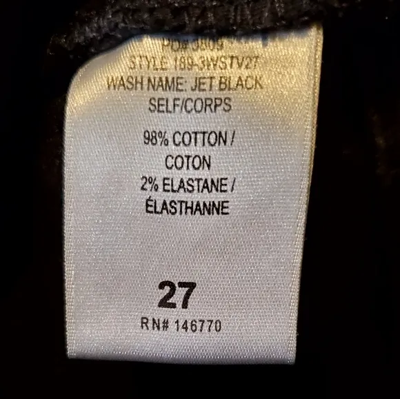 Re/Done Jet‎ Black Straight Leg Buttonfly Rough Hem Denim Jeans Pants Size 27
