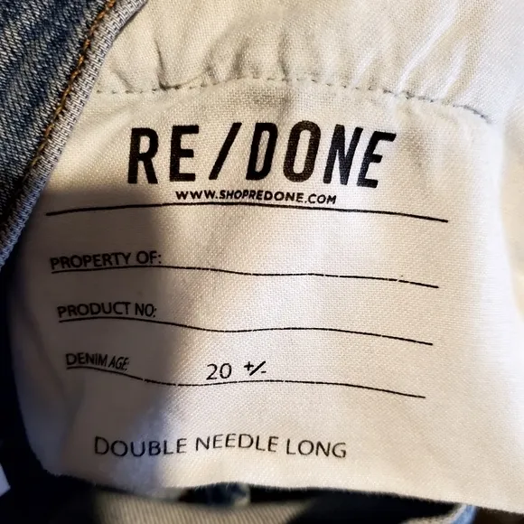 Re/Done Originals Double Needle Long Buttonfly‎ Denim Blue Jeans Size 24
