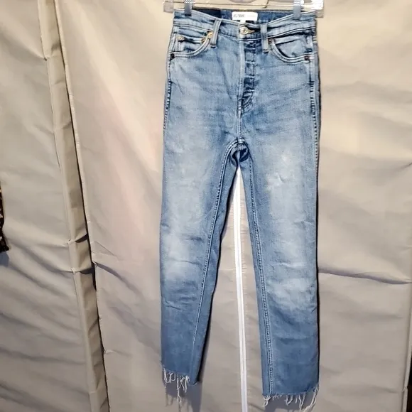 Re/Done Originals Double Needle Long Buttonfly‎ Denim Blue Jeans Size 24