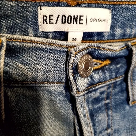 Re/Done Originals Double Needle Long Buttonfly‎ Denim Blue Jeans Size 24