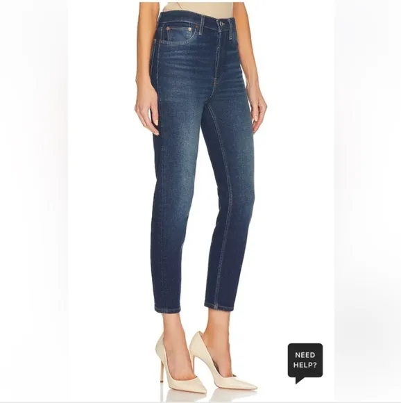 Re/done originals high rise ankle crop skinny jeans midnight blue size 26