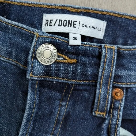 Re/done originals high rise ankle crop skinny jeans midnight blue size 26