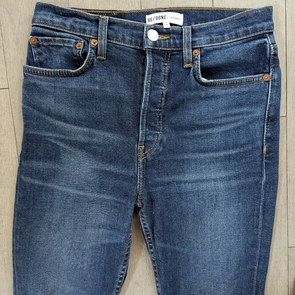 Re/done originals high rise ankle crop skinny jeans midnight blue size 26