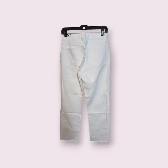 ReDone Womens 70s Ultra High Rise White Ivory Denim Stove Pipe Straight Jeans 27