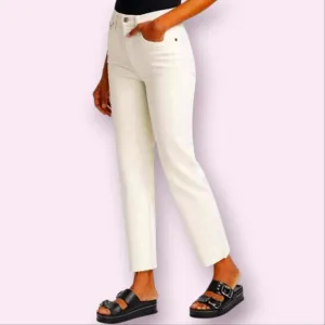 ReDone Womens 70s Ultra High Rise White Ivory Denim Stove Pipe Straight Jeans 27